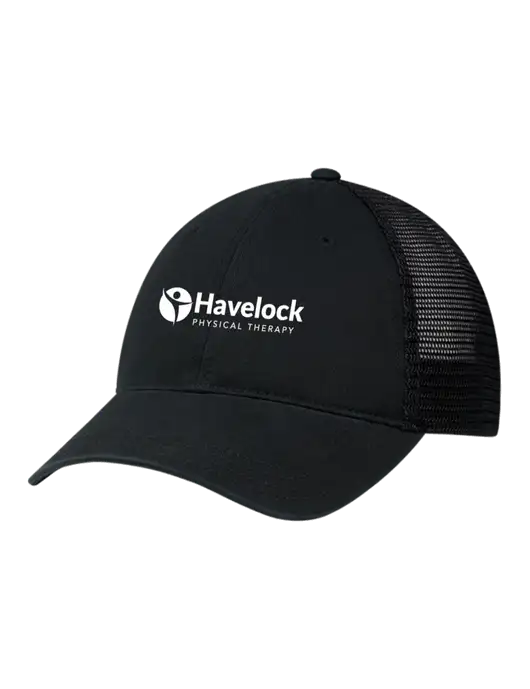 Richardson 111 Garment Washed Trucker Cap Black w/Black Mesh w/Havelock Logo