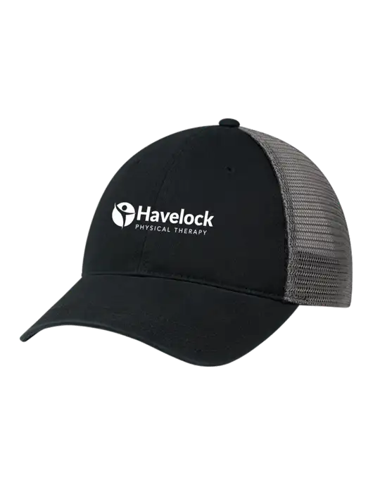 Richardson 111 Garment Washed Trucker Cap Black w/Charcoal Mesh w/Havelock Logo