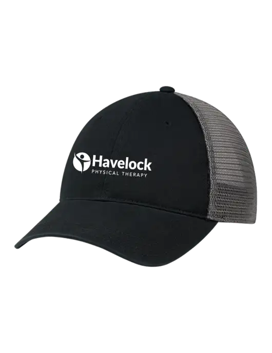 Richardson 111 Garment Washed Trucker Cap Black w/Charcoal Mesh w/Havelock Logo