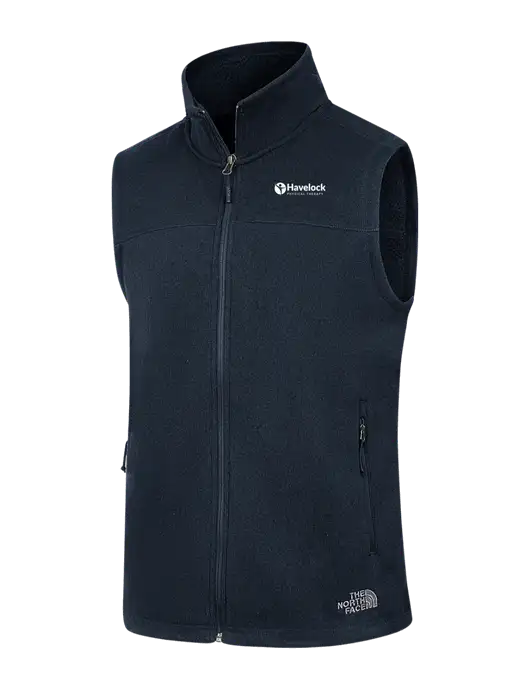 North Face Navy Heather Sweater Fleece Vest w/Havelock Logo