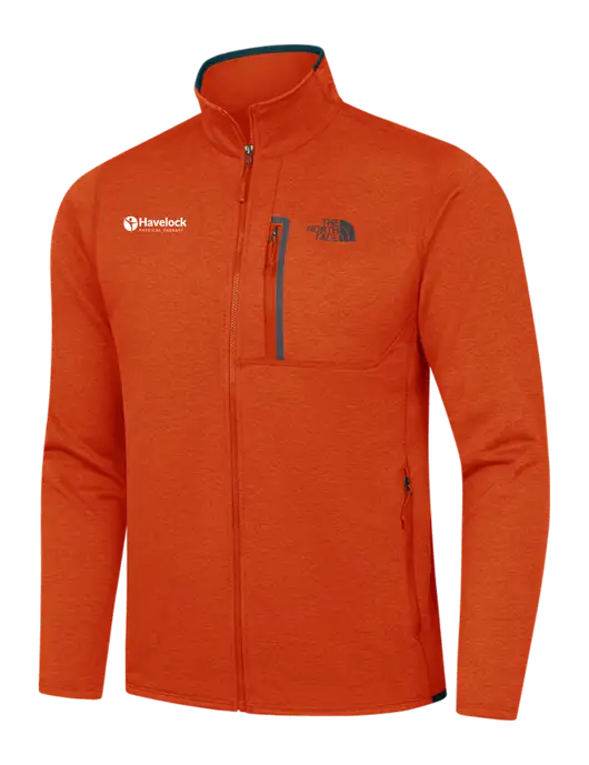 North Face Orange Heather/Navy Skyline Full-Zip Fleece Jacket w/Havelock Logo