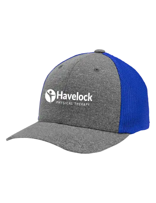 Flexfit Royal/Medium Grey Heather Melange Mesh Back Trucker Cap w/Havelock Logo