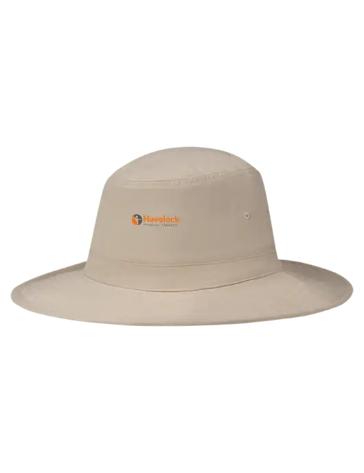 Tan Booney Sun Hat w/Havelock Logo