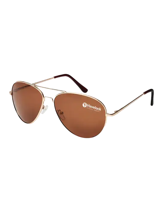 Aviator Coffee Brown with Gold Sunglasses  w/Havelock Logo
