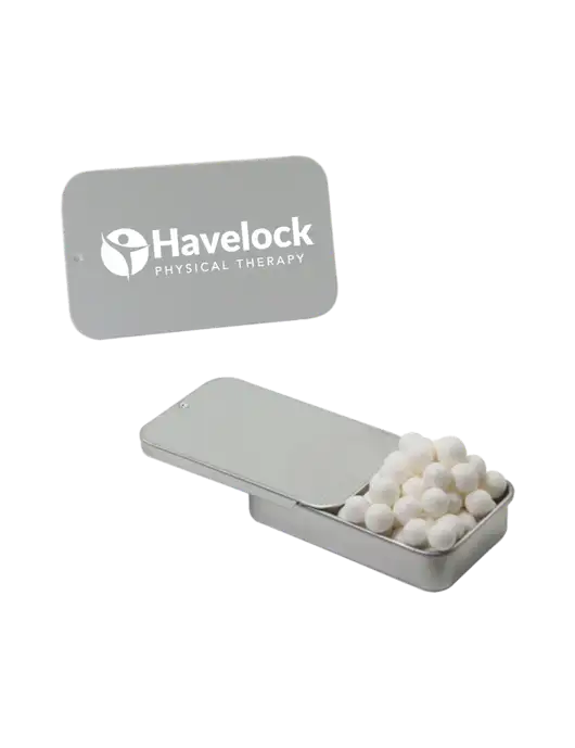 Signature Peppermints In Silver Slider Tin w/Havelock Logo