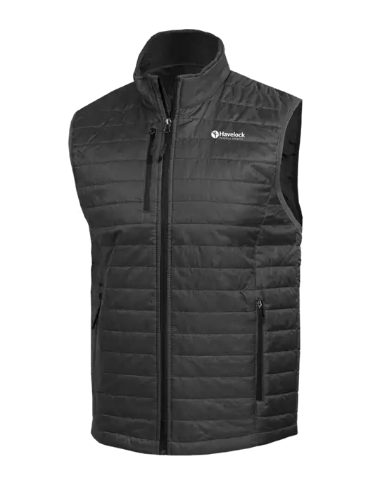 Packable Dark Grey Puffy Vest w/Havelock Logo