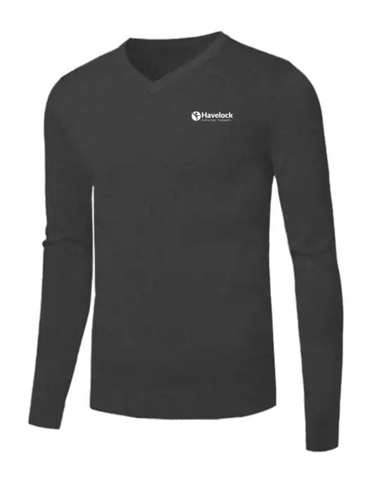 Brooks Brothers Medium Grey Heather Washable Merino V-Neck Sweater w/Havelock Logo