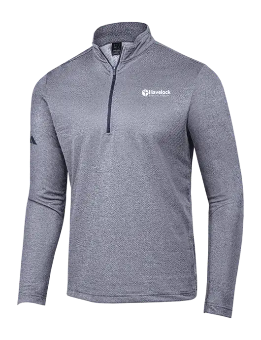 Adidas Navy Melange Space Dyed Quarter-Zip Pullover w/Havelock Logo