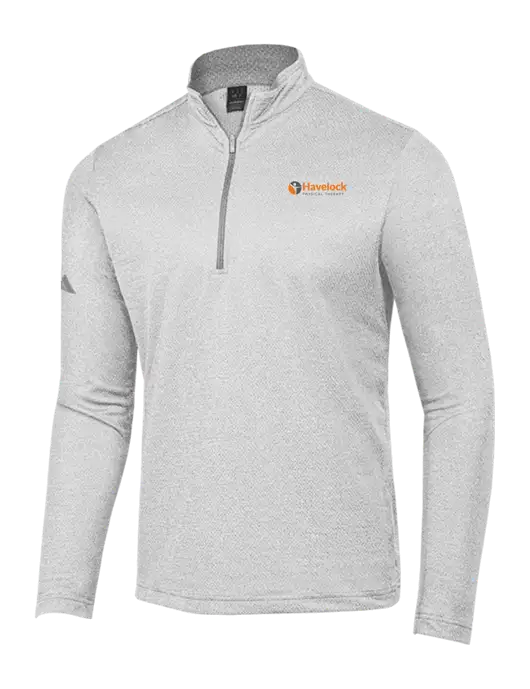 Adidas Light Grey Heather Space Dyed Quarter-Zip Pullover w/Havelock Logo