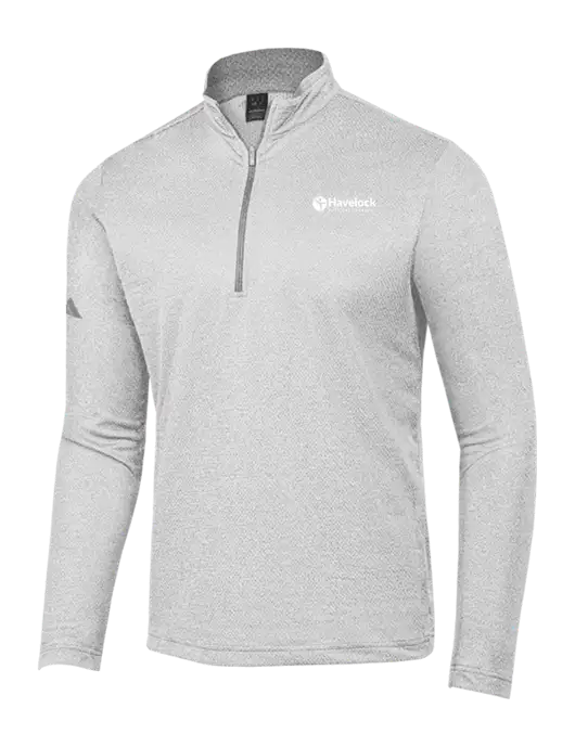 Adidas Light Grey Heather Space Dyed Quarter-Zip Pullover w/Havelock Logo
