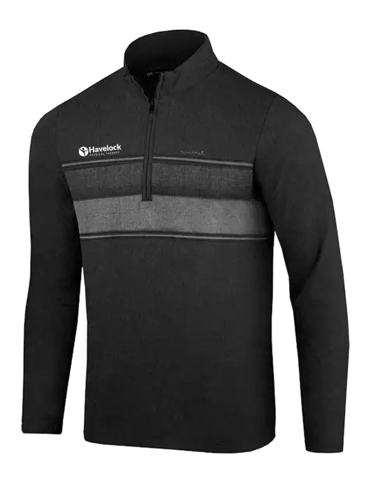 TravisMathew Black Balboa Chest Stripe Quarter Zip w/Havelock Logo