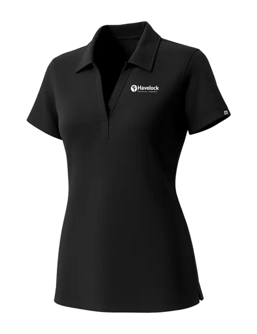 TravisMathew Womens Black Glenview Solid Polo w/Havelock Logo