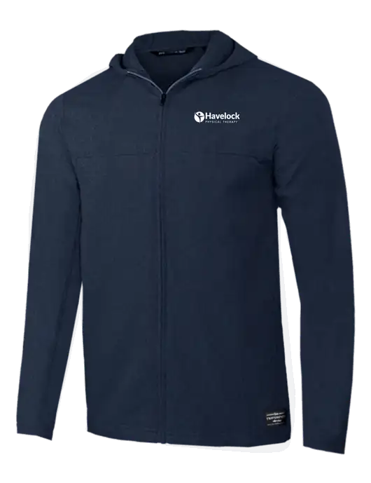 TravisMathew Dark Heather Navy Balboa Hooded Full-Zip Jacket w/Havelock Logo