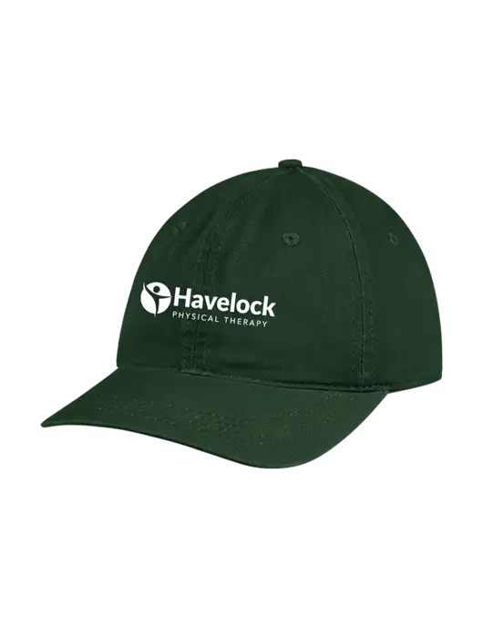 Garment Washed Unstructured Twill Dark Green Cap w/Havelock Logo