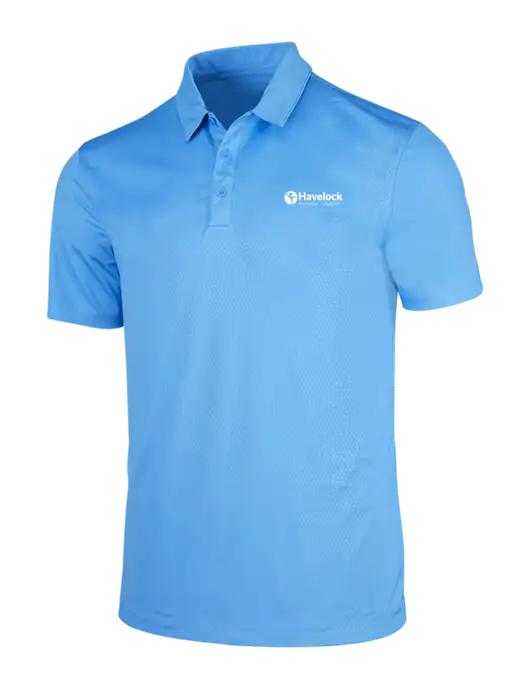NIKE Light Royal Blue Dri-Fit Embossed Tri-Blade Polo w/Havelock Logo