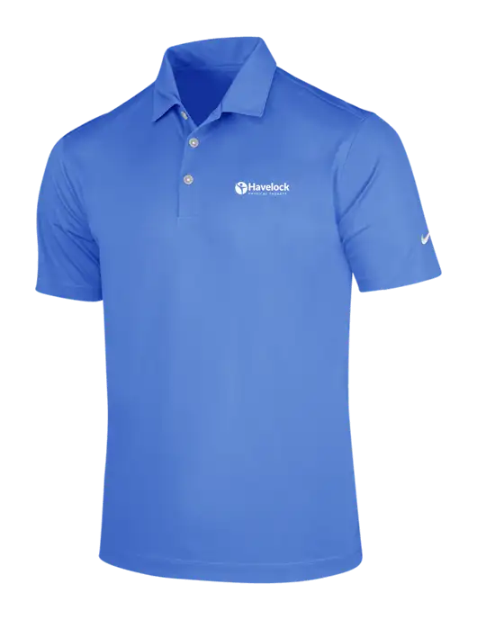 NIKE Light Royal Blue Dri-Fit Vertical Mesh Polo w/Havelock Logo