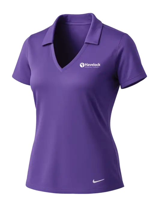 NIKE Purple Womens Dri-Fit Vertical Mesh Polo w/Havelock Logo