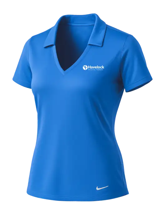 NIKE Carolina Blue Womens Dri-Fit Vertical Mesh Polo w/Havelock Logo