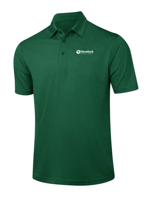 Dark Green Heather Contender Polo w/Havelock Logo