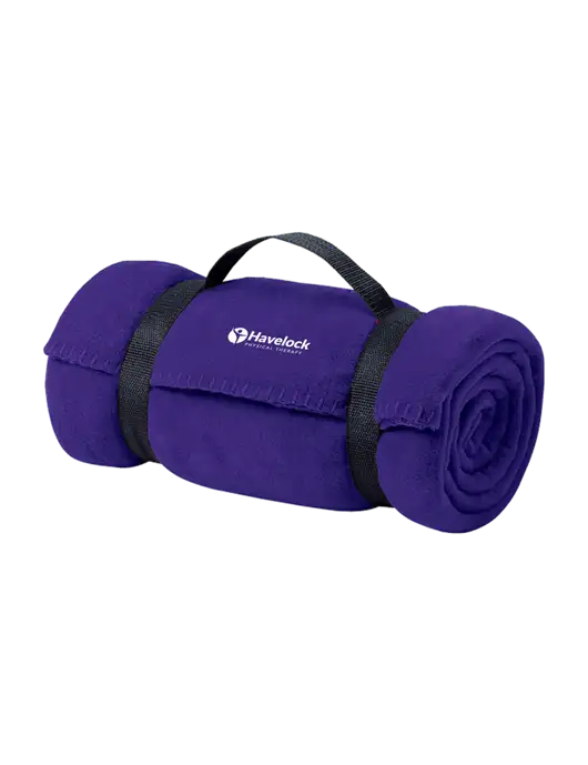 Casual Purple Fleece Blanket With Strap w/Havelock Logo