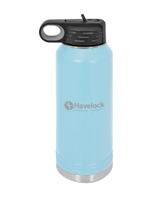 Polar Camel 32 oz Powder Coated Light Blue Vacuum Insulated Water Bottle w/Havelock Logo