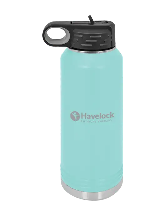 Polar Camel 32 oz Powder Coated Seafoam Vacuum Insulated Water Bottle w/Havelock Logo