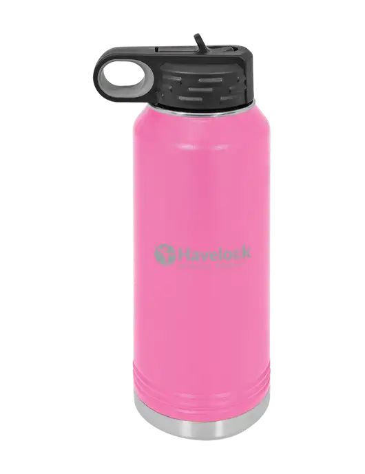 Polar Camel 32 oz Powder Coated Pink Vacuum Insulated Water Bottle w/Havelock Logo