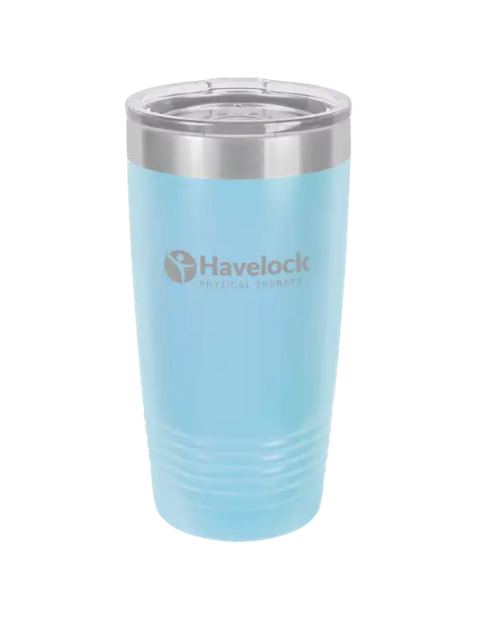 Polar Camel 20 oz Powder Coated Light Blue Vacuum Insulated Tumbler w/Havelock Logo