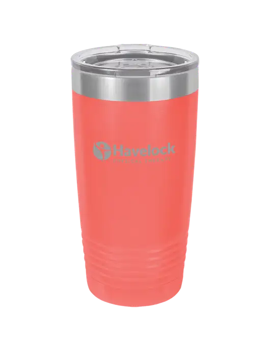 Polar Camel 20 oz Powder Coated Coral Vacuum Insulated Tumbler w/Havelock Logo