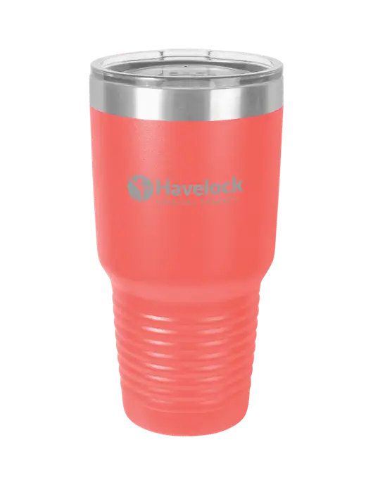 Polar Camel 30 oz Powder Coated Coral Vacuum Insulated Tumbler  w/Havelock Logo