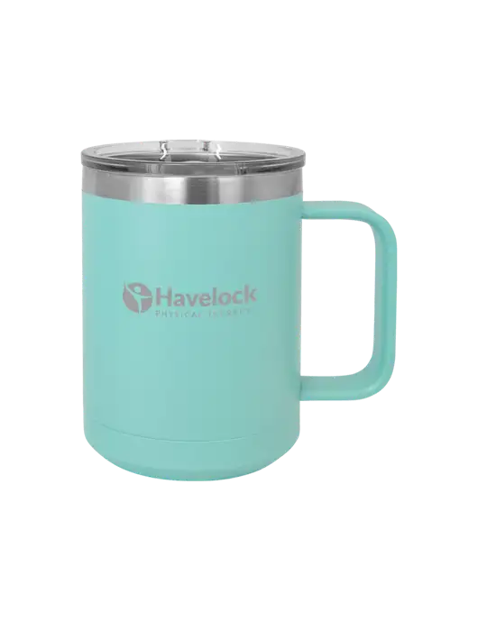 Polar Camel 15 oz Powder Coated Seafoam Vacuum Insulated Mug with Slider Lid w/Havelock Logo