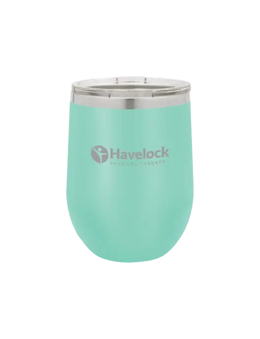 Polar Camel 12 oz Powder Coated Seafoam Vacuum Insulated Stemless Wine Tumbler w/Havelock Logo