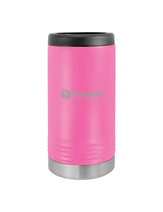 Polar Camel Powder Coated Pink Vacuum Insulated Slim Beverage Holder w/Havelock Logo