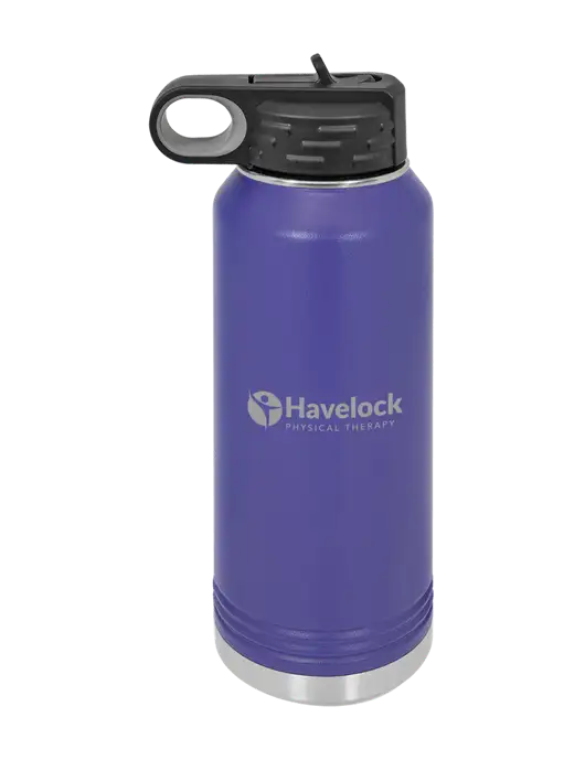 Polar Camel 32 oz Powder Coated Purple Vacuum Insulated Water Bottle w/Havelock Logo