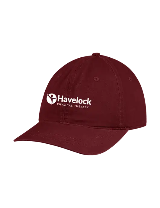 Garment Washed Unstructured Twill Maroon Cap w/Havelock Logo
