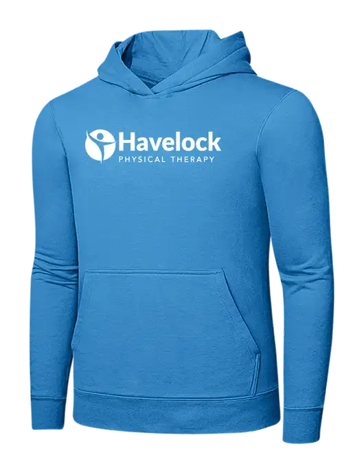 Light Aqua Blue 7.8 oz Ring Spun Hooded Sweatshirt w/Havelock Logo