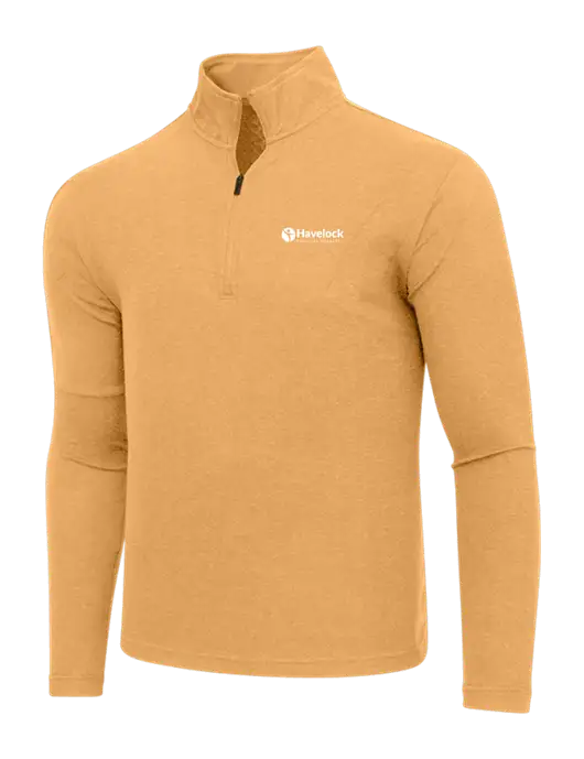Adidas Light Orange Heather 3 Stripes Quarter Zip Sweater w/Havelock Logo