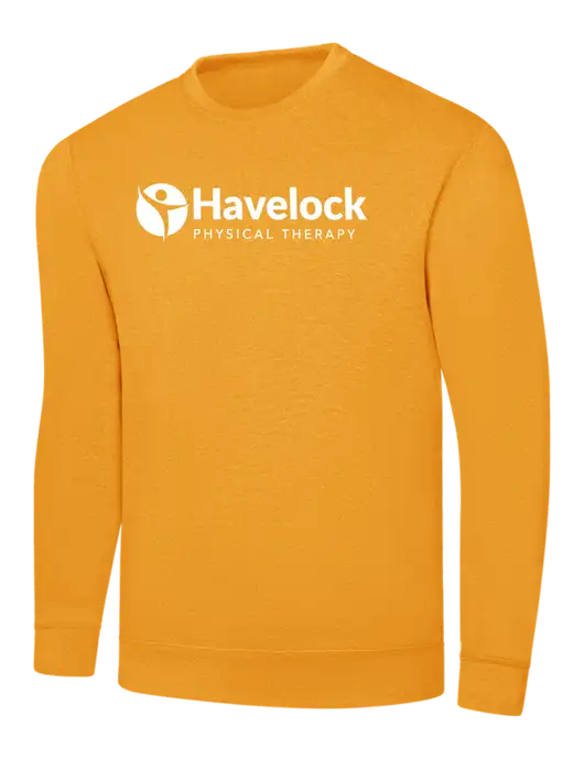 Gold 7.8 oz Ring Spun Crew Sweatshirt
 w/Havelock Logo