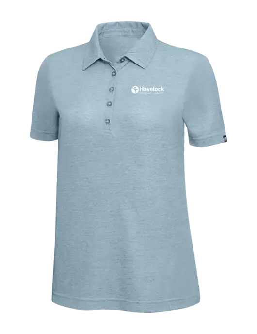 TravisMathew Light Blue Heather Womens  Oceanside Polo w/Havelock Logo