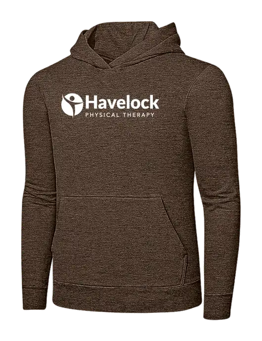Heather Dark Chocolate Brown 7.8 oz Ring Spun Hooded Sweatshirt w/Havelock Logo