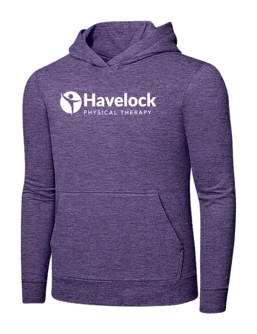 Heather Purple 7.8. oz Ring Spun Hooded Sweatshirt w/Havelock Logo