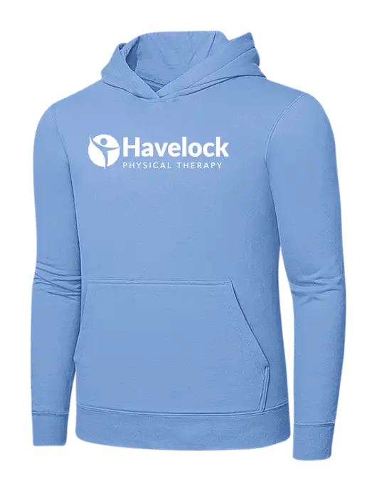 Light Blue 7.8. oz Ring Spun Hooded Sweatshirt w/Havelock Logo