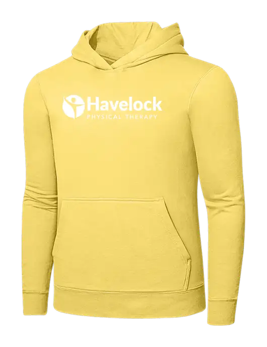 Light Yellow 7.8. oz Ring Spun Hooded Sweatshirt w/Havelock Logo