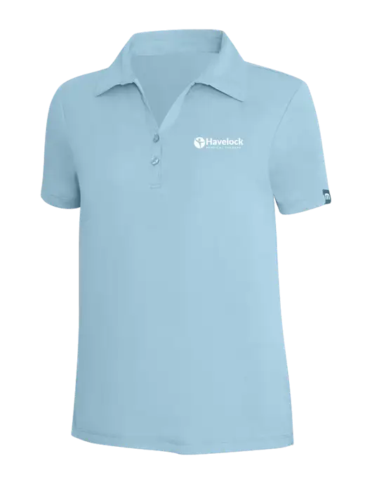 TravisMathew Light Sapphire Heather Womens Coto Performance Polo w/Havelock Logo
