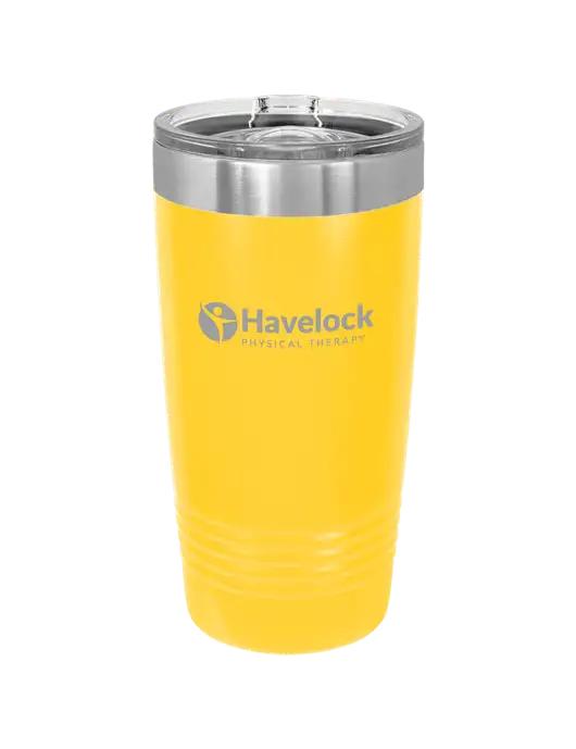 Polar Camel 20 oz Powder Coated Yellow Vacuum Insulated Tumbler w/Havelock Logo