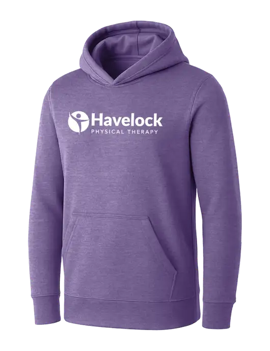 Womens Purple Heather Core Fleece Pullover Hooded Sweatshirt w/Havelock Logo