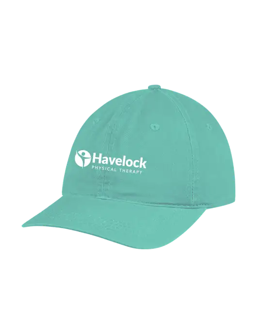 Garment Washed Unstructured Twill Very Light Teal Cap w/Havelock Logo