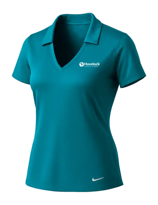 NIKE Dark Teal Womens Dri-Fit Vertical Mesh Polo w/Havelock Logo