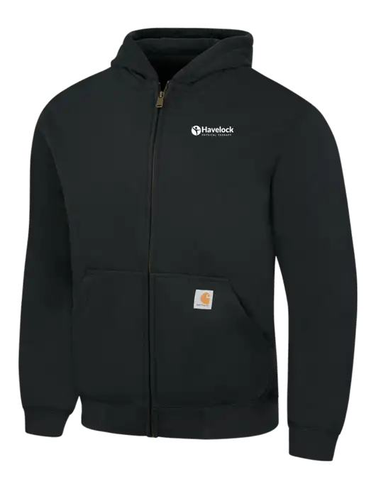 Carhartt Black Rain Defender Paxton Heavyweight Hooded Full Zip-Front Sweatshirt w/Havelock Logo
