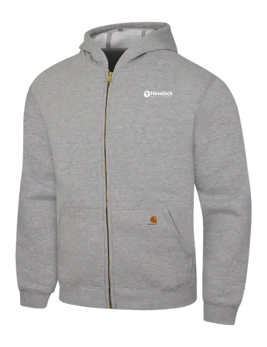 Carhartt Light Grey Heather Midweight Hooded Zip-Front Sweatshirt w/Havelock Logo